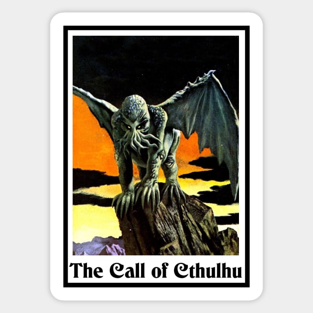 The Call of Cthulhu - Lovecraft Art Poster Sticker by WrittersQuotes